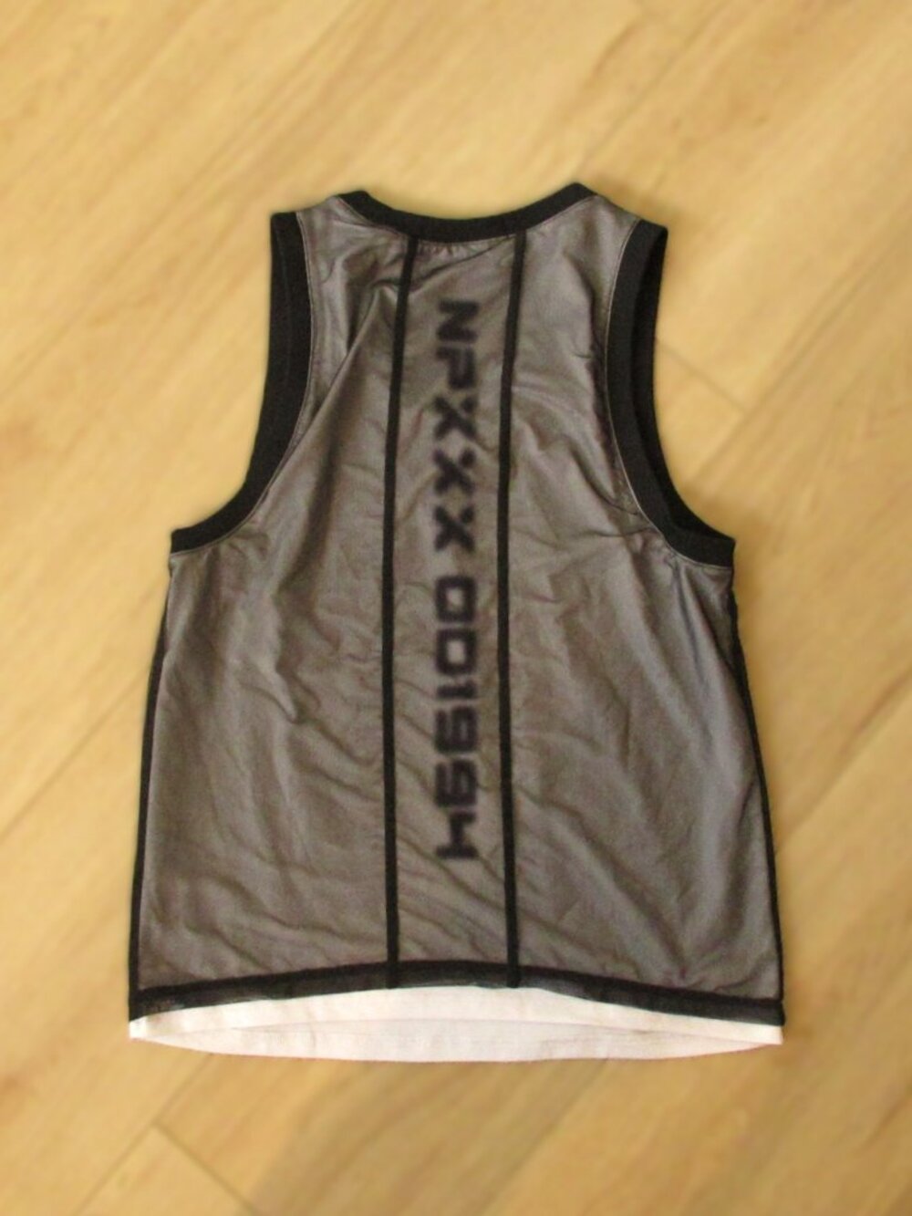 Nasty Pig Blur Sheer Mesh Layered Tank Top Black Logo Graphic Size S